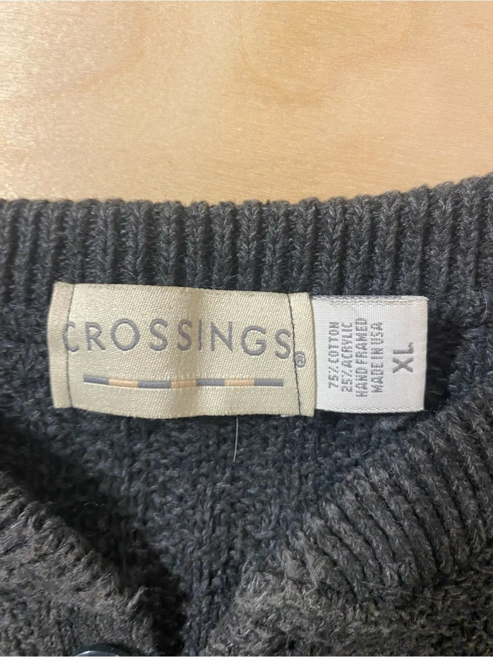 Crossings Men's Crew-Neck Knit Sweater - Charcoal XL (ST)